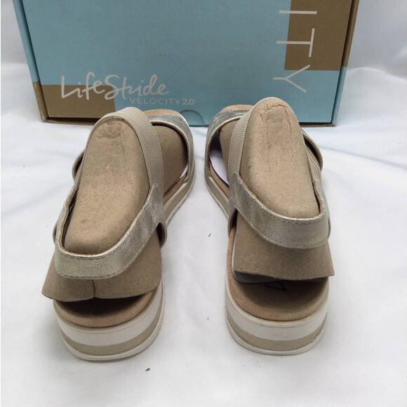 Lifestride Velocity Zing, Soft gold metalic Sandal Women's 9 NWT - Picture 4 of 5